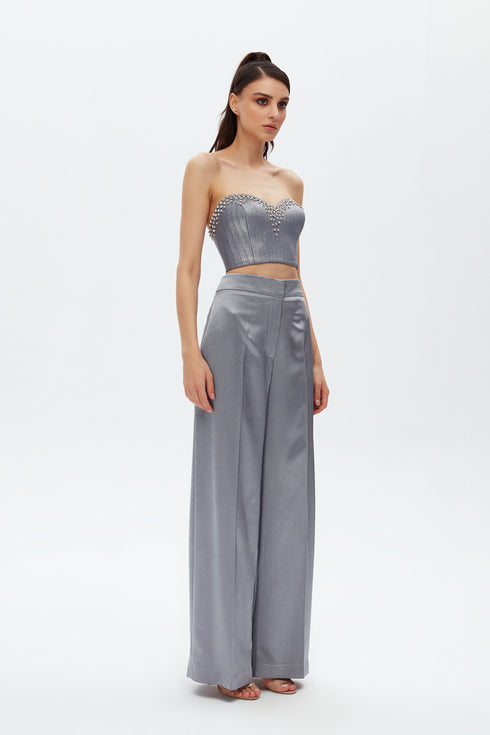 ASH STONE EMBROIDERED CROP TOP